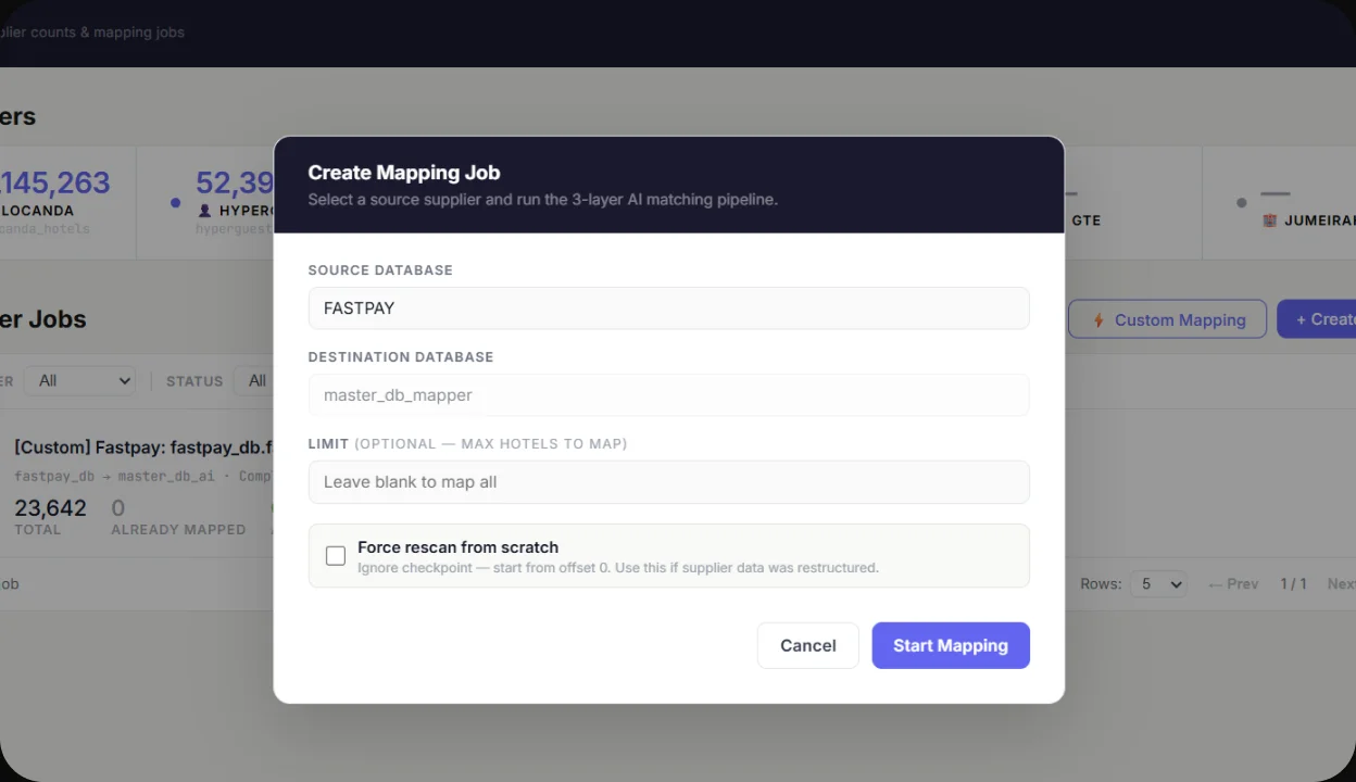 Data Intelligence — Create Mapping Job dashboard