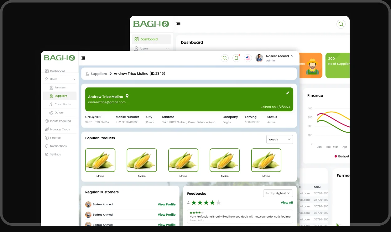 Bagh-e platform — supplier dashboard