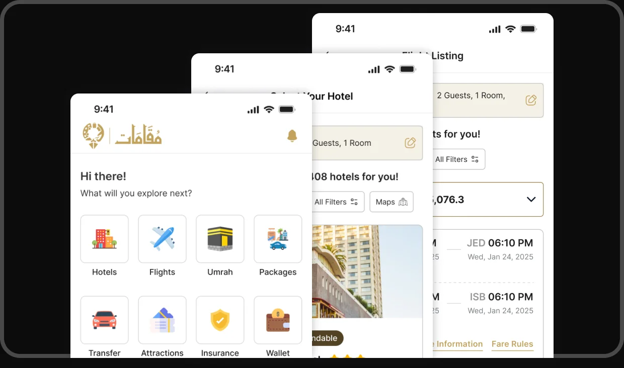 SaaS Platform — mobile app screens
